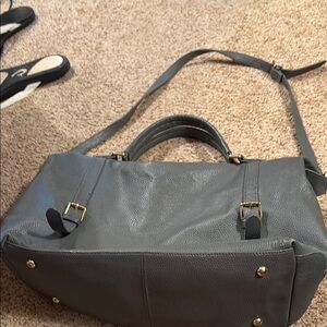 Ora Delphine Charcoal Shoulder Bag with Gold Accents